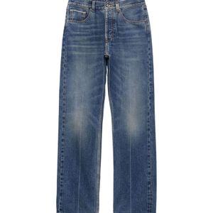 McQueen Blue Logo Patch Straight-Leg Jeans for men