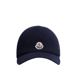 Moncler Blue Logo Patch Knitted Baseball Cap