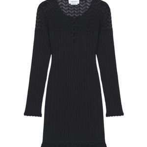 McQueen Black Pointelle Knit Mini Dress