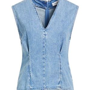 Rag & Bone Blue Denim Sleeveless V-Neck Top