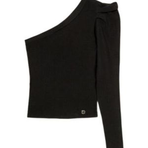 Twinset Black One-Shoulder Draping Top
