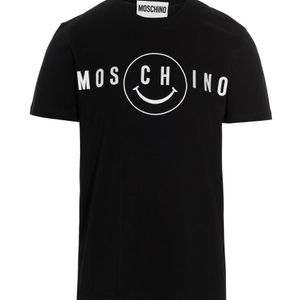 Moschino Black Smiley-Logo Print T-Shirt for men