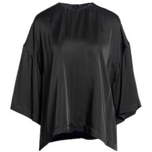 Rick Owens Black Crew Neck Satin Top