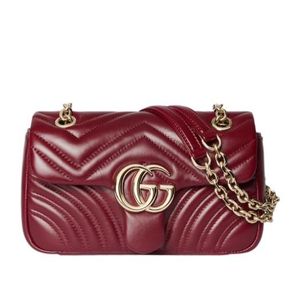 Gucci Red Gg Marmont Small Shoulder Bag