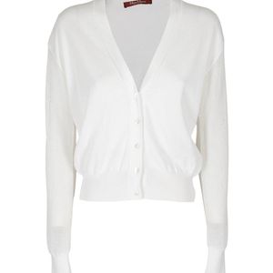 Max Mara White V-Neck Knitted Cardigan