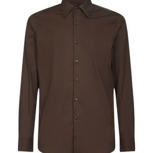 Prada Brown Long-Sleeved Poplin Shirt for men