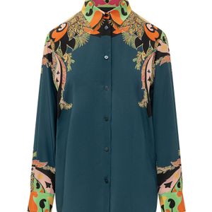 Etro Blue Printed Button-Up Shirt