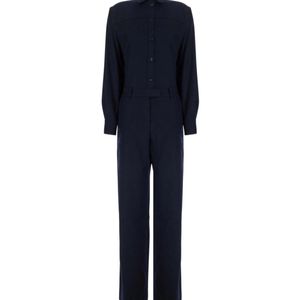 Pt Pantaloni Blue Button-Up Long-Sleeve Jumpsuit