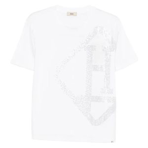 Herno White Embellished Crewneck T-Shirt