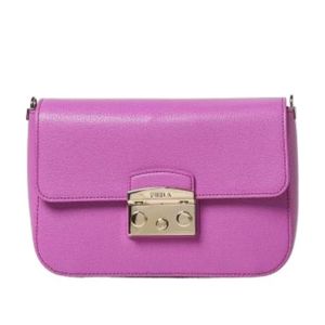 Furla Purple Logo Chain Shoulder Bag