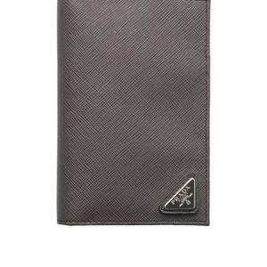 Prada Grey Saffiano Leather Passport Holder for men