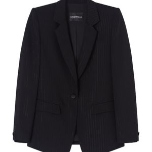 Emporio Armani Blue Striped Single-Breasted Jacket