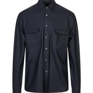 Corneliani Blue フラップポケット シャツ for men