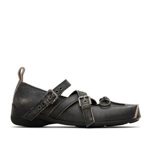 OPEN YY Black Cross-Strap Ballet Flats