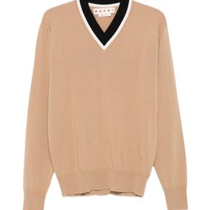 Marni Natural V-Neck Wool Sweater for men