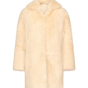 Loulou de Saison Natural Ruben Spread-Collar Lamb-Fur Coat