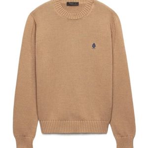 Prada Brown Logo Embroidered Jumper for men