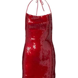 David Koma Red Sequined Minidress
