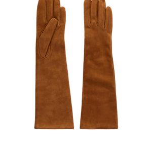 Nour Hammour Brown Suede Gloves