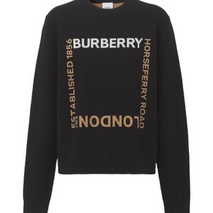 Burberry Black Intarsia-Knit Logo Square Jumper