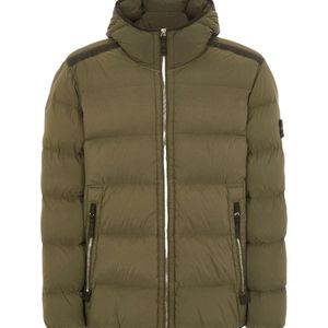 Stone Island Green Compass Patch Zip-Up Puffer Jacket for men