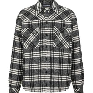 Dolce & Gabbana Grey Plaid Long Sleeve Shirt for men