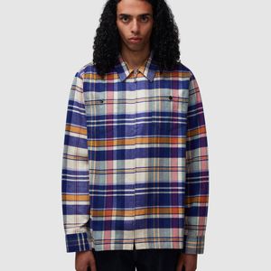 Noah NYC Blue Lightweight Plaid Flannel Overshirt for men