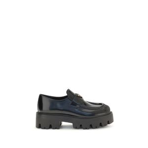 Prada Black Brushed Leather Loafers