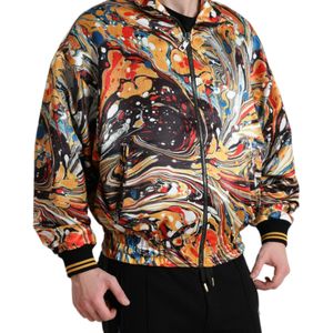 Dolce & Gabbana Grey Abstract Polyester Bomber Jacket for men