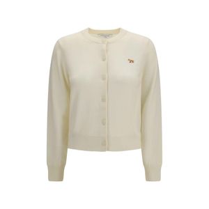 Maison Kitsuné White Beige Cotton Cardigan