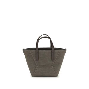 Brunello Cucinelli Grey Bicolor Cotton Handbag
