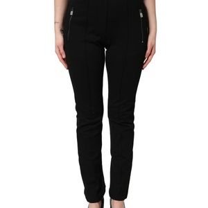 Dolce & Gabbana Black Viscose Mid Waist Skinny Trouser Pants