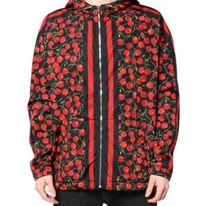 Dolce & Gabbana Red Cherry Print Hooded Jacket for men