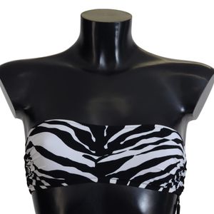 Dolce & Gabbana Black Zebra Bandeau Swimwear Bikini Top