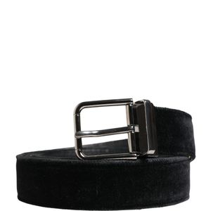 Dolce & Gabbana Black Suede Tone Metal Buckle Belt Leather (Suede) for men