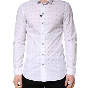 Patrizia Pepe White Cotton Slim Fit Collared Men Dress Shirt for men