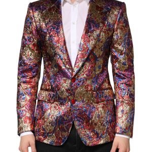 Dolce & Gabbana Red Jacquard Single Breasted Blazer Clothing for men