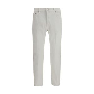 PT Torino Grey White Cotton Tapered Jeans for men