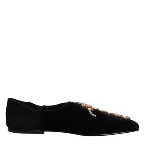 Dolce & Gabbana Black Embellished Velvet Loafers for men