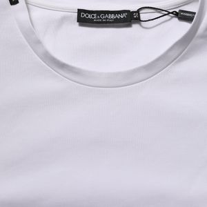 Dolce & Gabbana Blue White Cotton Short Sleeves Crew Neck T for men