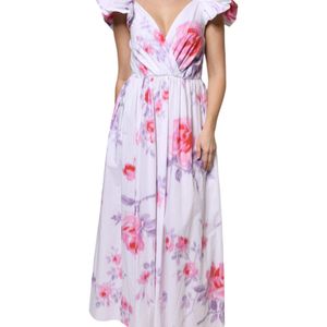 Philosophy Pink White Floral Cotton Maxi Dress