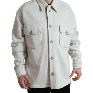 Dolce & Gabbana Grey Cotton Button Down Collared Coat Jacket for men