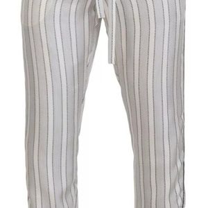 Dolce & Gabbana White Striped Relaxed Fit Pants for men