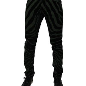 Dolce & Gabbana Black Green Stripes Cotton Skinny Denim Jeans for men