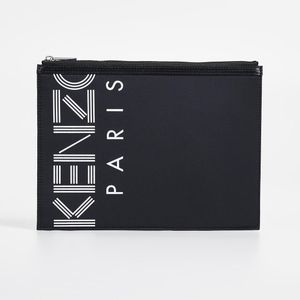 KENZO ブラック ラージ ロゴ A4 ポーチ