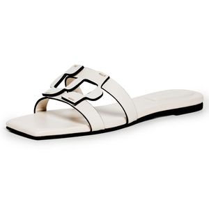 Jonathan Simkhai White Monogram Flat Slides