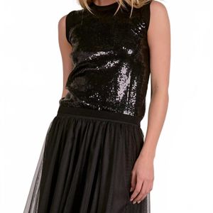 Elan Black Sequin Top