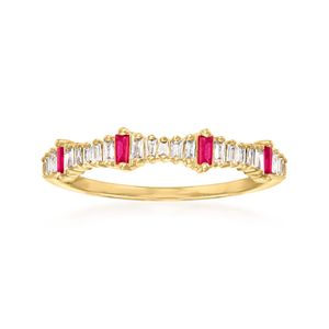 Ross-Simons Pink Diamond And Ruby Stackable Ring