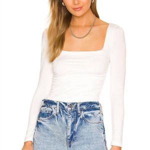 superdown White Sofia Square Neck Top