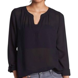 Halogen® Blue Split Neck Blouse